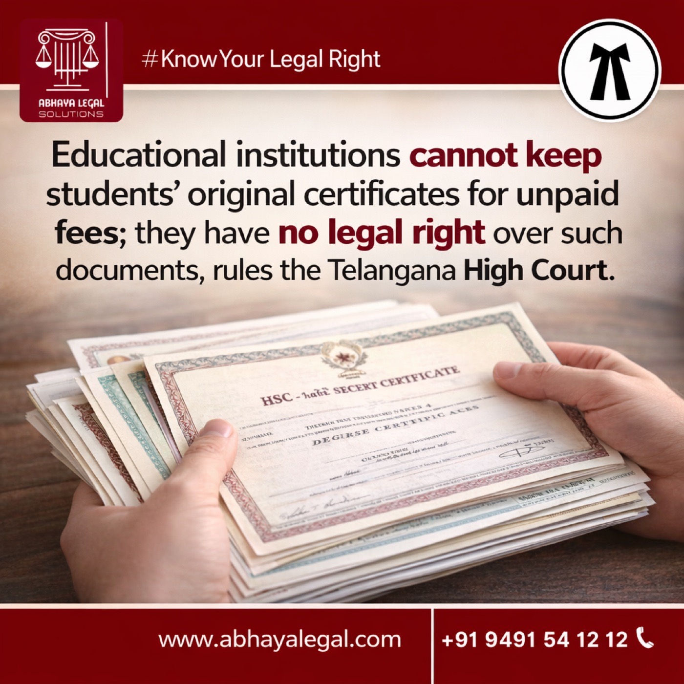 Colleges Cannot Withhold Original Certificates for Unpaid Fees